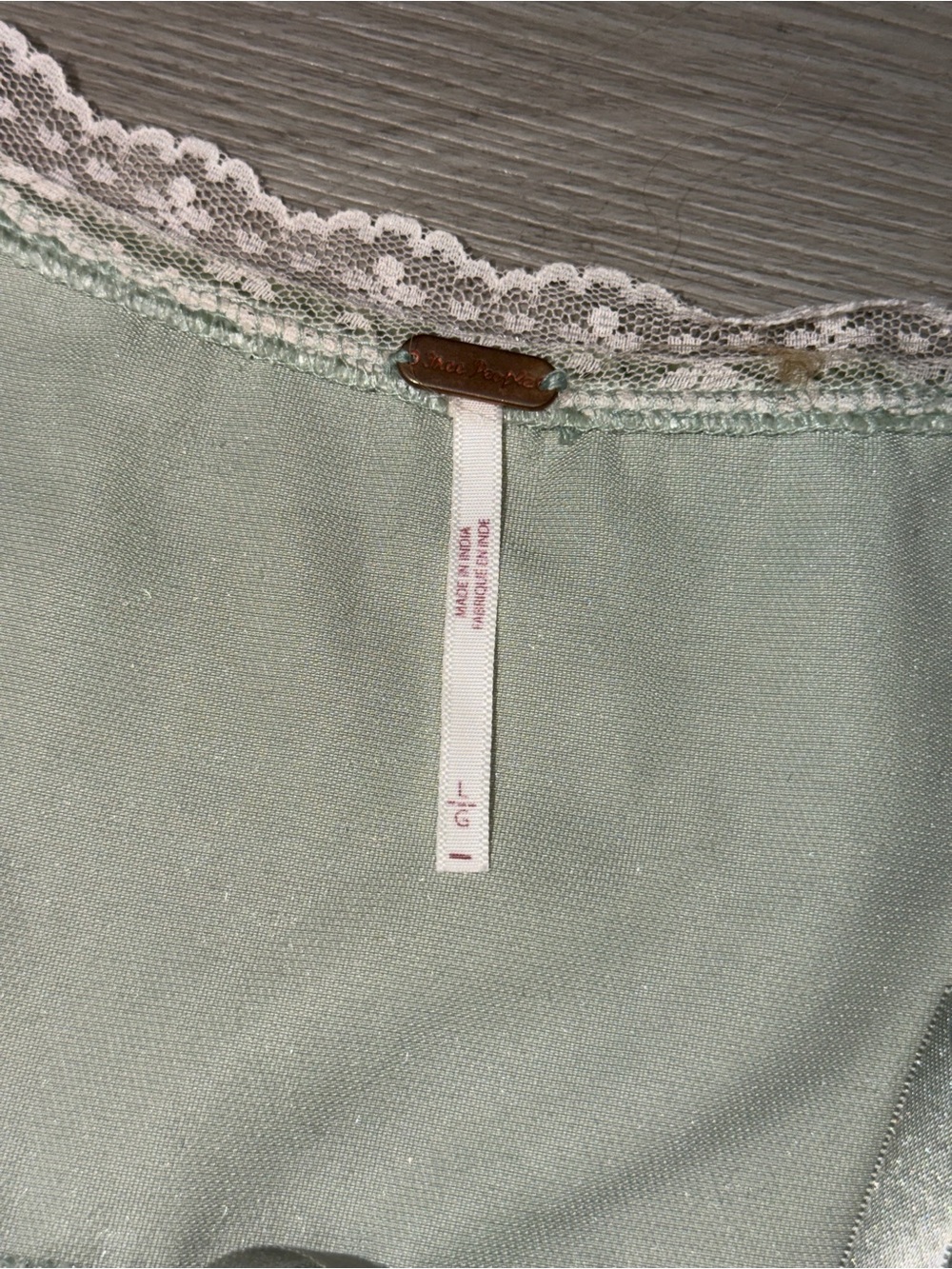 Free People Sage Green Velvet Blouse with Lace Trim - Picture 13 of 16